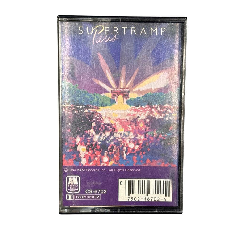 SUPERTRAMP PARIS VINTAGE CASSETTE CLASSIC ROCK A&M CS-6702 RECORDS 1980 rare